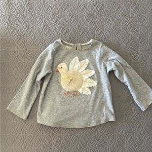 MudPie Gray Long Sleeve Shirt with Turkey Design